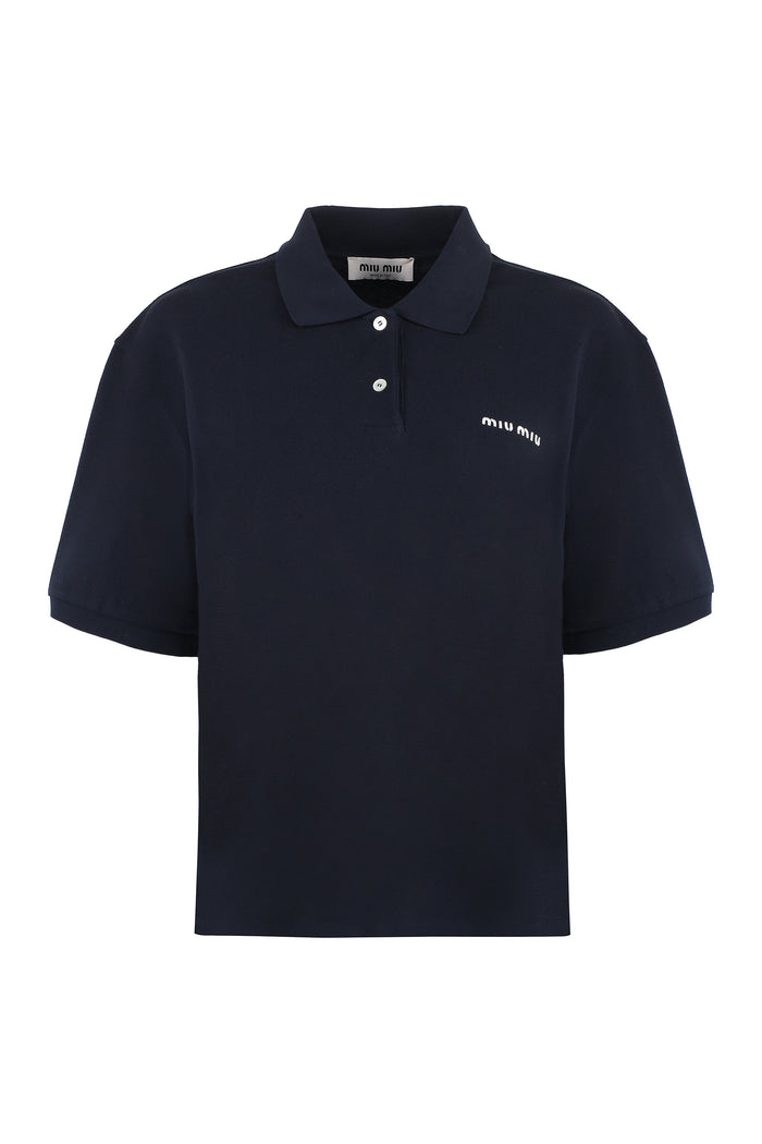 Miu Miu Dark Blue Piquet Polo Shirt