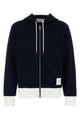 Thom Browne Zip Up Hoodie With Engineered 4 Bar In Color Blocked Solid Classic Loopback Jersey