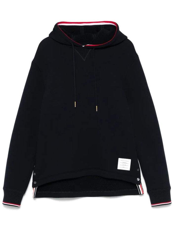 Thom Browne Oversized Hoodie Pullover With Rwb Tipping Stripe In Chunky Loopback
