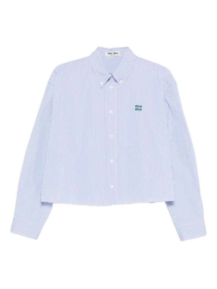 Miu Miu Striped Cropped Cotton Shirt