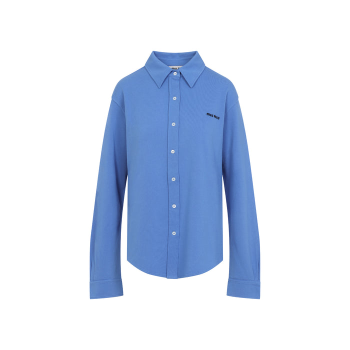Miu Miu Cerulean Blue Piquet Shirt
