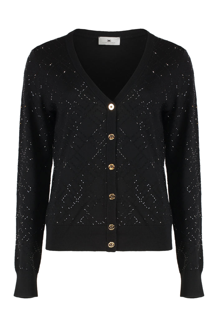 Elisabetta Franchi Cardigan In Wool With Crystals