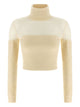 Elisabetta Franchi Off-White High Neck Metal Logo Sweater