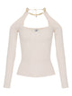 Elisabetta Franchi Off-The-Shoulder Knit Top With Jewel Detail