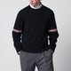 Thom Browne Navy Blue Cotton Sweater With Tricolor Details