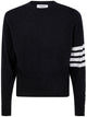 Thom Browne Classic Crewneck Short Pullover With White 4 Bar Stripe In Cashmere