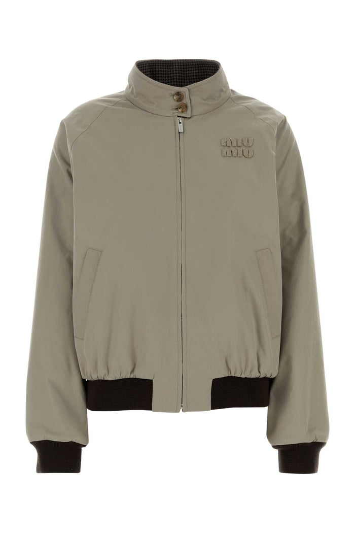 Miu Miu Dove Grey Cotton Blend Reversible Jacket