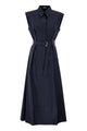 Brunello Cucinelli Long Sleeveless Cotton Dress With Belt At The Waist