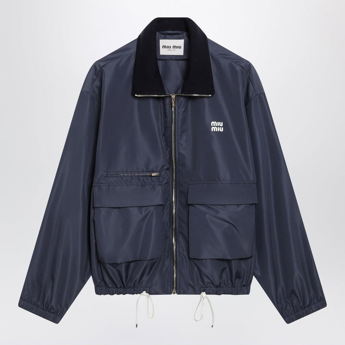 Miu Miu Tela Tec Lightweight Windproof Blouson In Blue