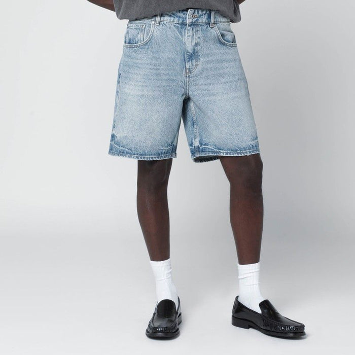Represent Light Blue Washedeffect Denim Bermuda Shorts