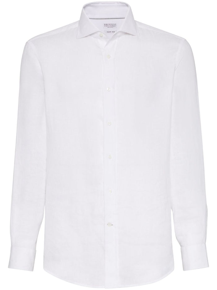 Brunello Cucinelli Easy Fit Linen Shirt With French Collar