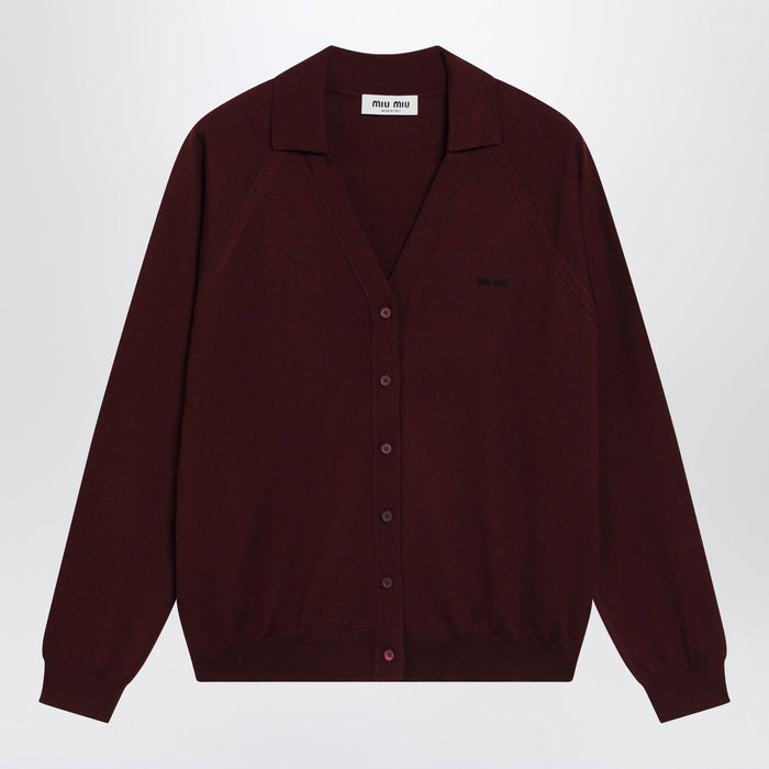 Miu Miu Cardigan In Amaranth Wool