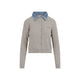 Miu Miu Denim-Collar Cable-Knit Cashmere Cardigan