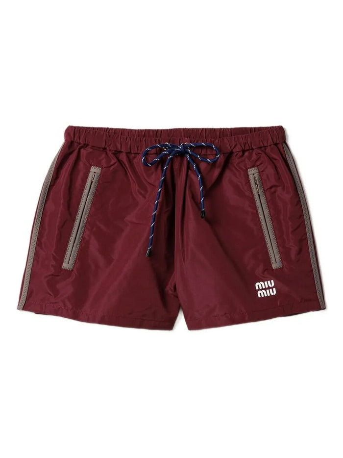 Miu Miu Burgundy Tech Fabric Shorts