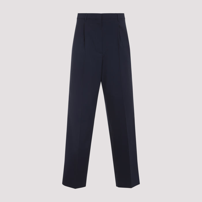 Miu Miu Dark Blue Stretch Wool Wide-Leg Pant