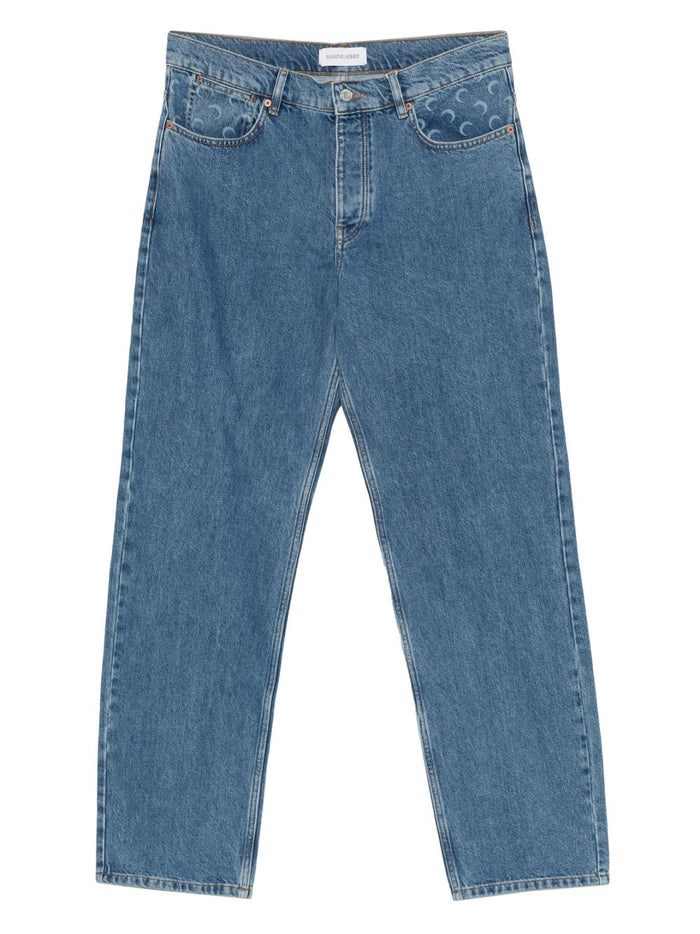 Marine Serre Straight Leg Denim Jeans