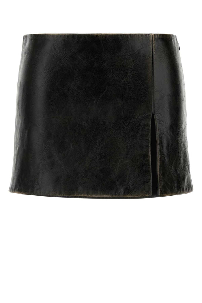 Miu Miu Black Leather Mini Skirt