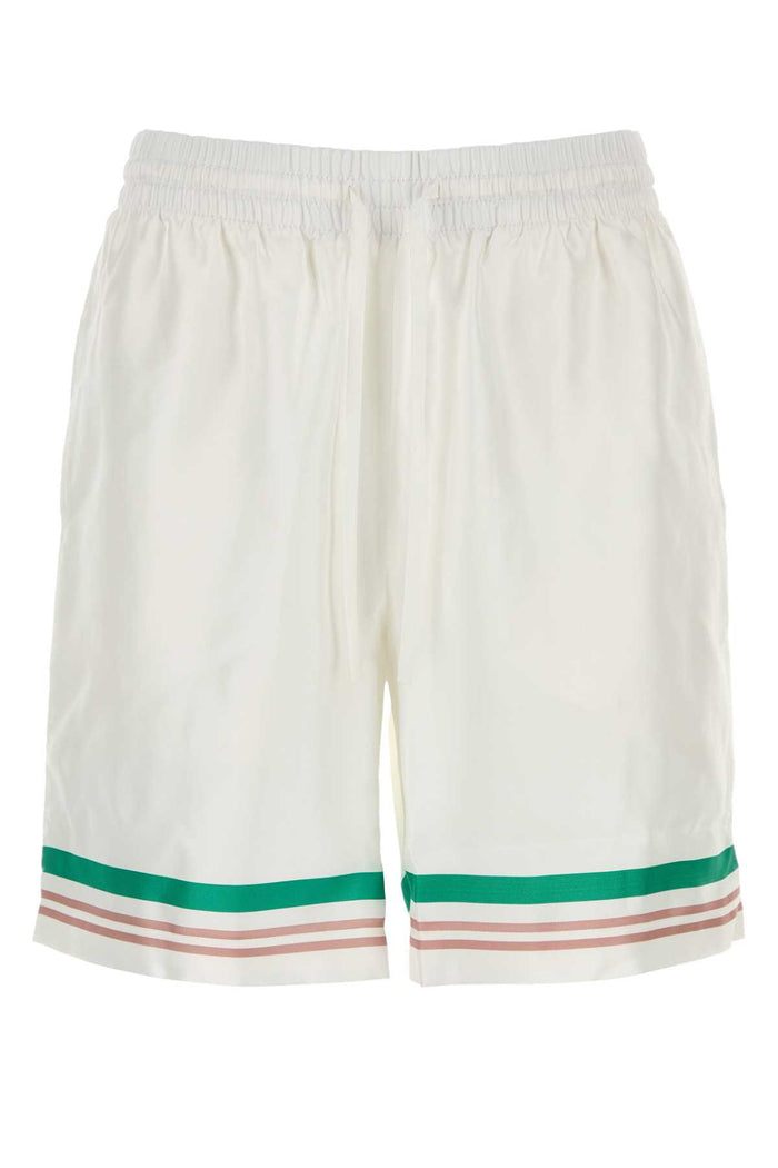 Casablanca White Satin Bermuda Shorts