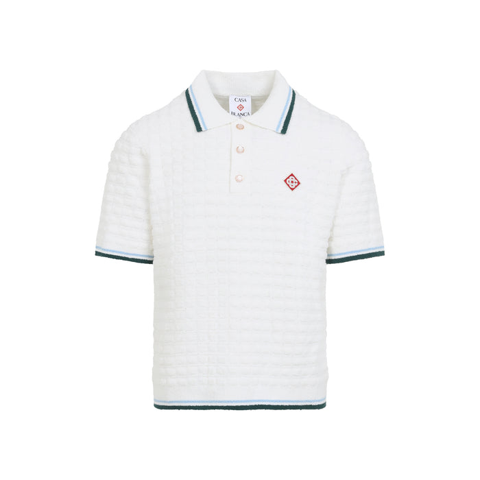Casablanca White Boucle Short-Sleeve Knitted Polo