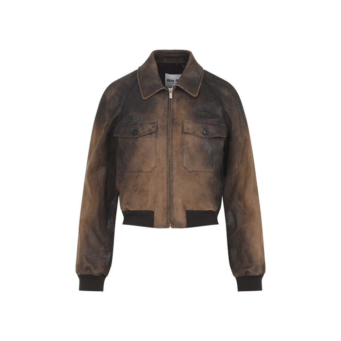 Miu Miu Brown Lamb Leather Jacket