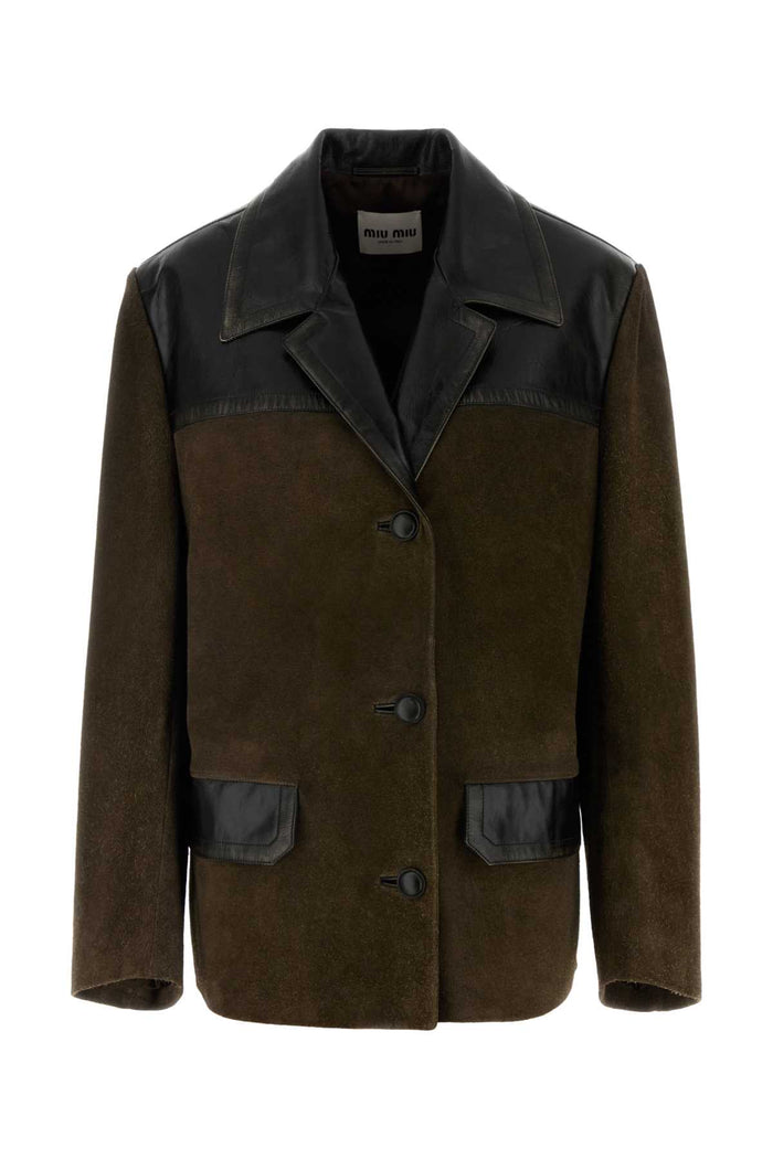 Miu Miu Bottle Green Suede Jacket
