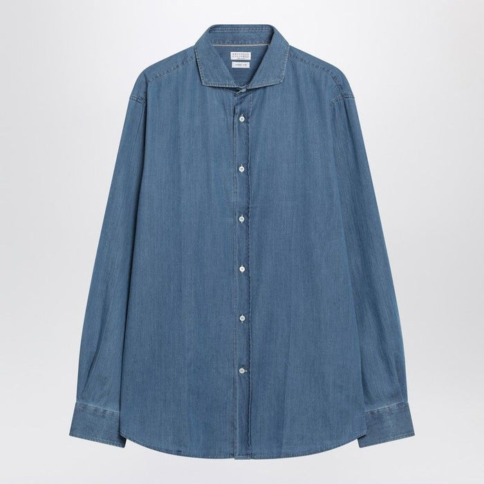 Brunello Cucinelli Light Blue Easy Fit Denim Shirt