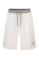 Brunello Cucinelli Mélange Cotton And Linen Fleece Bermuda Shorts With Logo