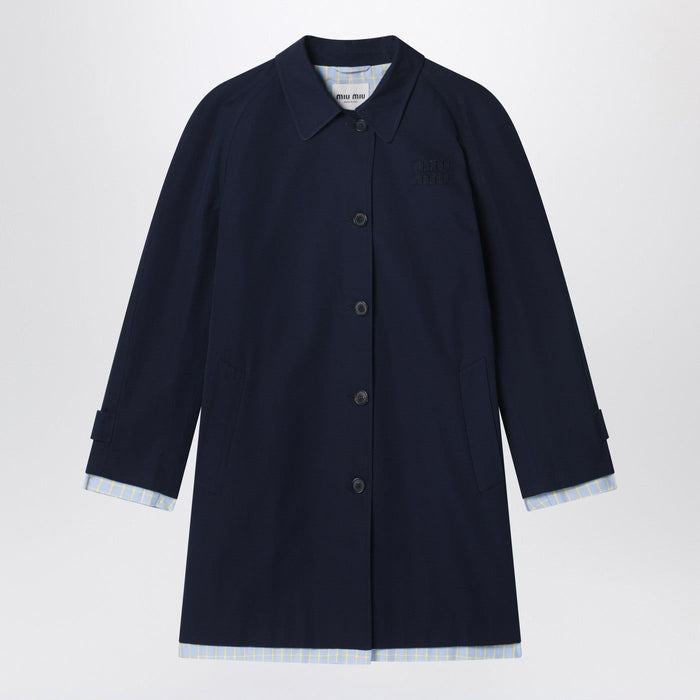 Miu Miu Blue Cotton Overcoat