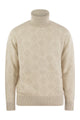 Brunello Cucinelli Geometric Jacquard Turtleneck Sweater In Alpaca, Cotton And Wool