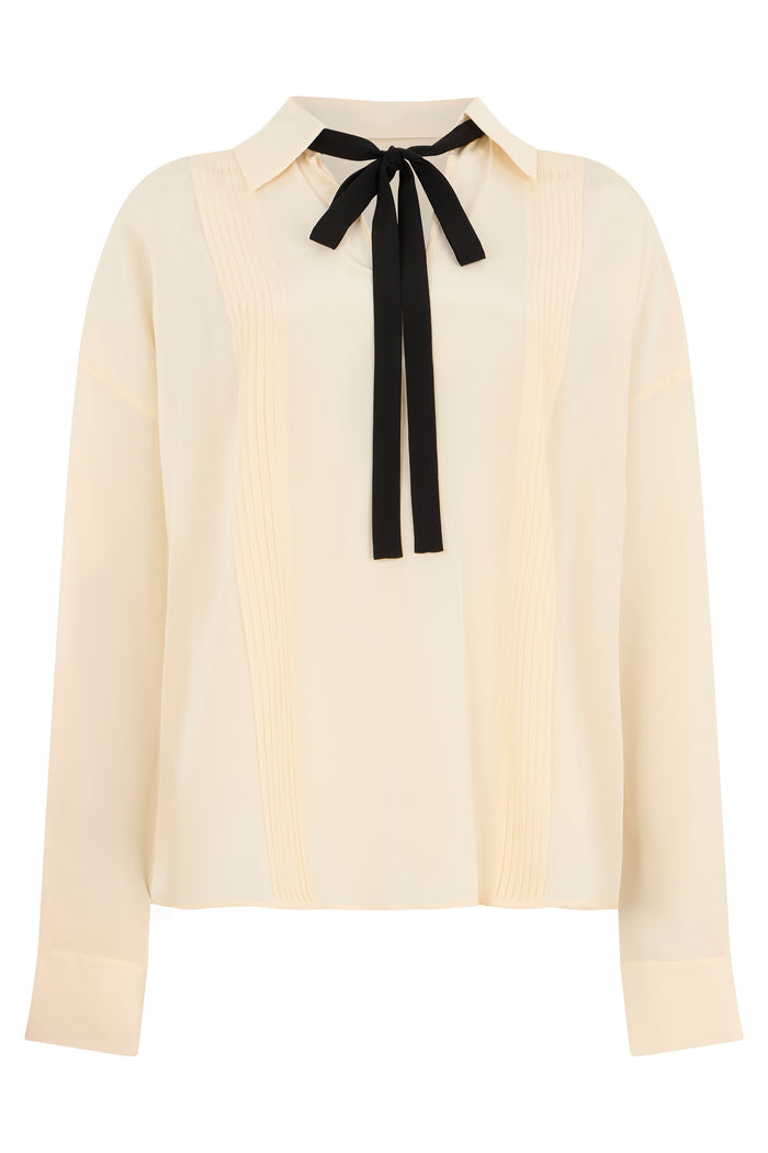 Max Mara Studio Blouse With Collar And Ribbon