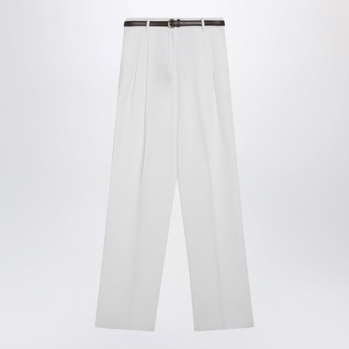Max Mara Studio White Cotton Trousers