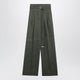 Max Mara Studio High-Waist Wide-Leg Washed Linen Pants, Khaki Green