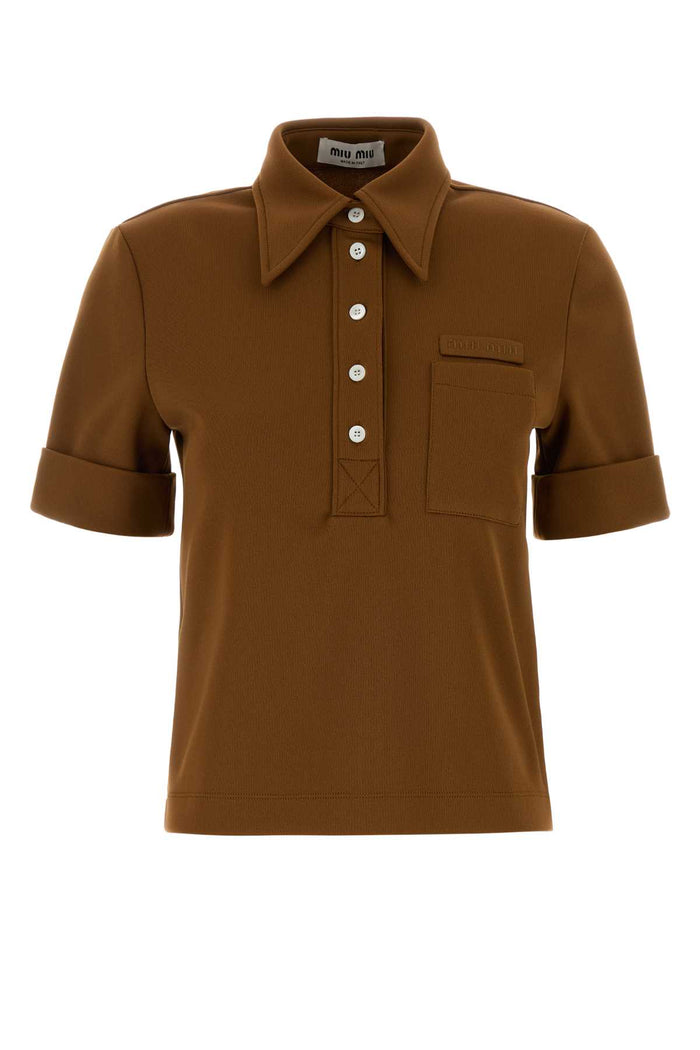 Miu Miu Brown Jersey Polo Shirt