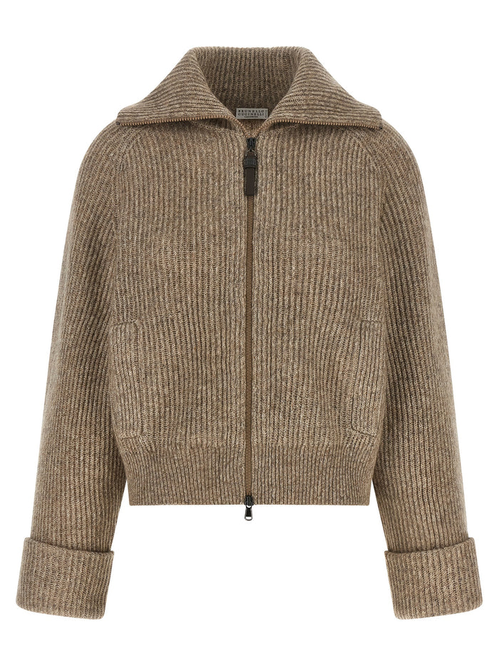 Brunello Cucinelli 'Shiny Zipper Pull' Cardigan