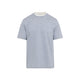 Brunello Cucinelli Light Blue Bicolor Cotton T-Shirt