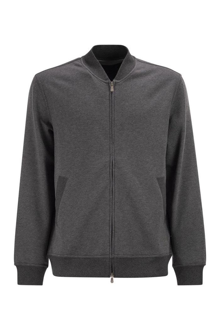 Brunello Cucinelli Techno Cotton Fleece Topwear With Zip