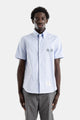 Thom Browne Chemise Manches Courtes Poplin Bleu Ciel Broderie Raquettes De Tennis