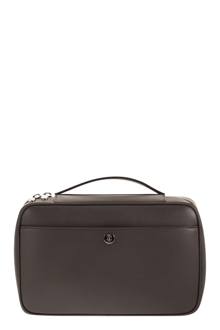 Brunello Cucinelli Smooth Leather Beauty Case With Logo