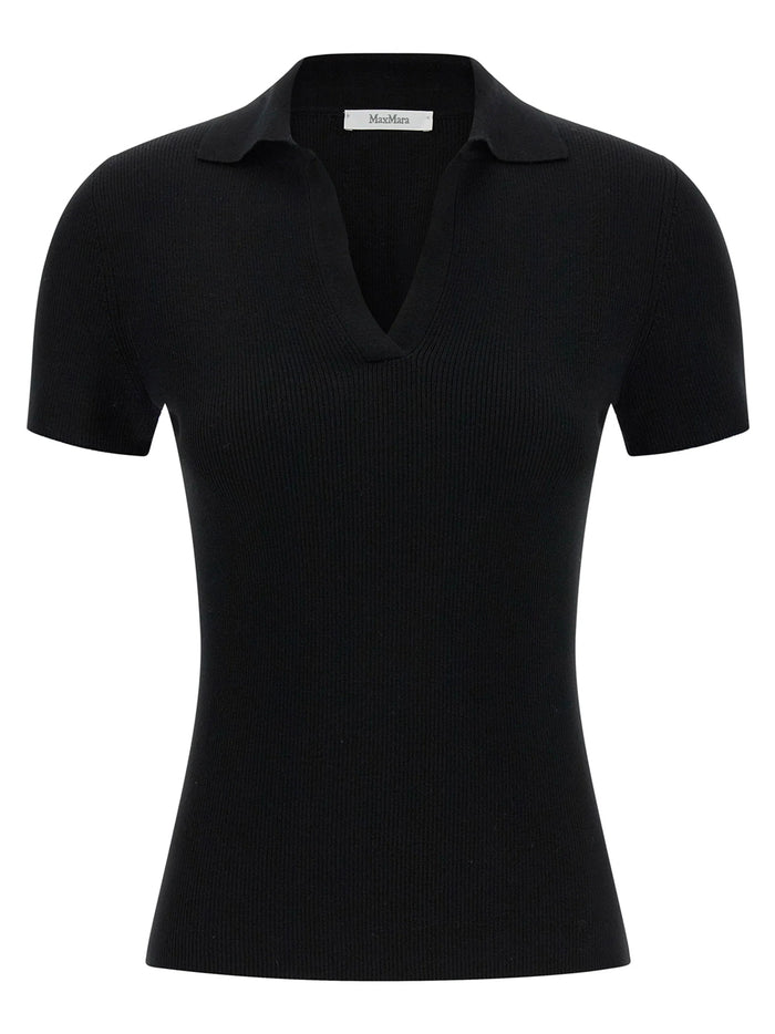 Max Mara Rib-Knit Wool Polo Shirt