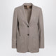 Max Mara Single-Breasted Jacket In Dark Khaki Cashmere Foulé