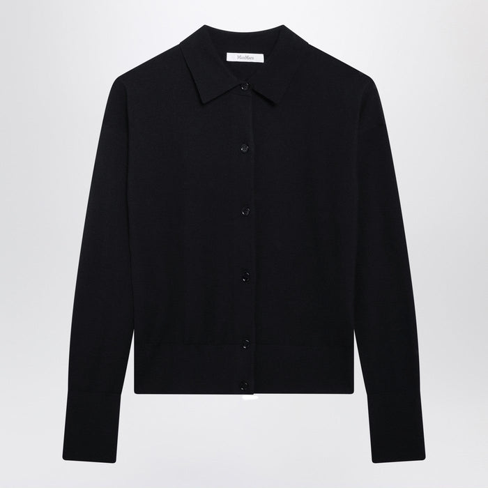 Max Mara Navy Wool-Blend Cardigan