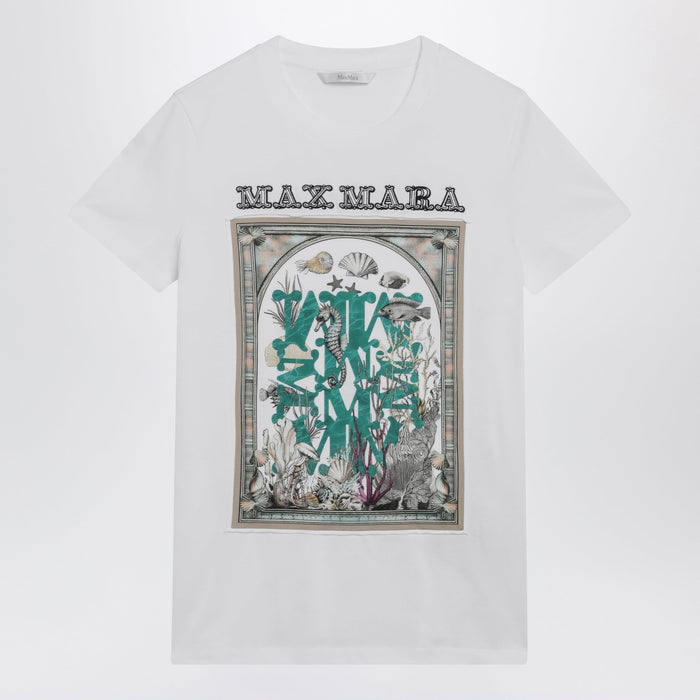 Max Mara Optical White Cotton Jersey T-Shirt With Front Print