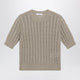Max Mara Cableknit Linen Crewneck Sweater In Brown
