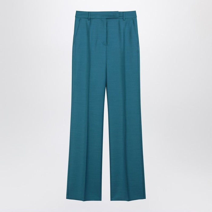 Max Mara Turquoise Wool And Silkblend Trousers