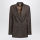 Max Mara Leather Brown Doublebreasted Wool Jacket