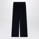 Max Mara Navy Blue Silk Relaxed Trousers