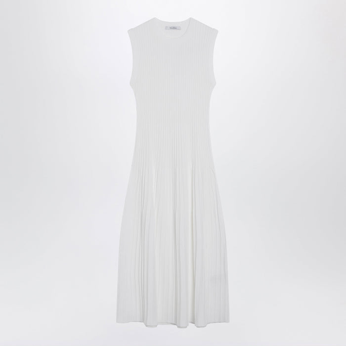Max Mara Midi Dress In White Crêpe Viscose