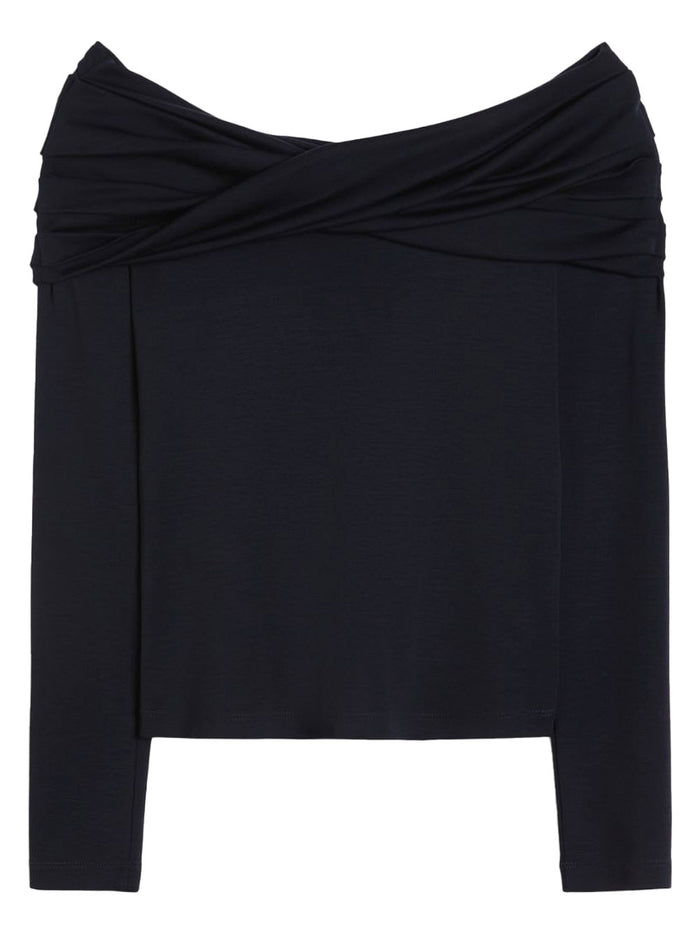 Max Mara Wool Off-The-Shoulder Draped Top
