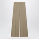 Max Mara Wideleg Trousers In Sandcolored Wool And Silk Poplin