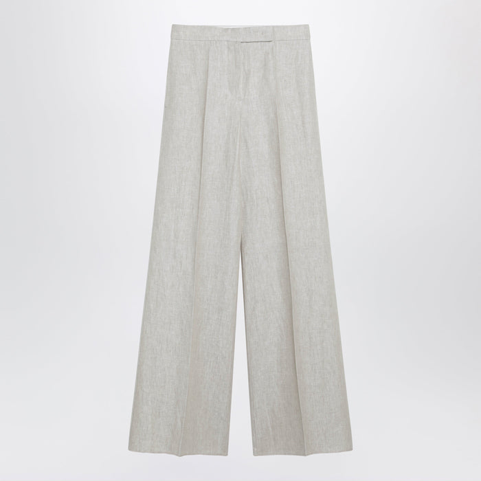 Max Mara Wide-Leg Trousers In Brown/Grey Linen Drill